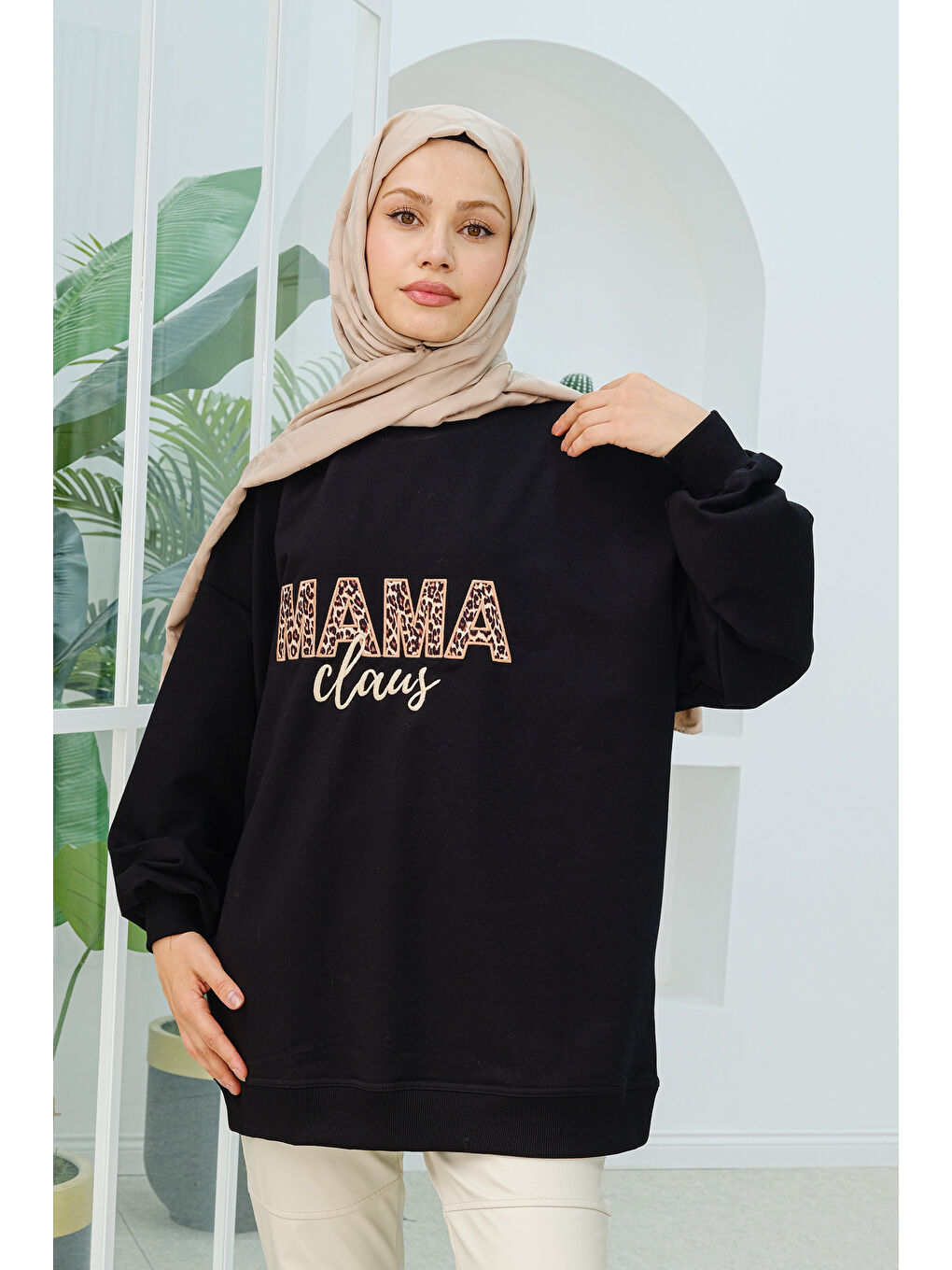 Locco Moda Leopar Desen Baskı Tunik Siyah