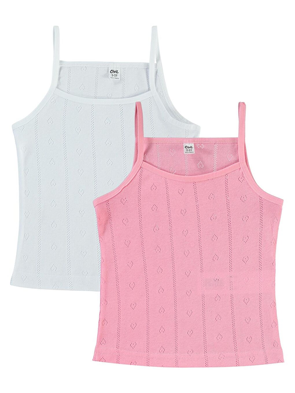 Girls Kız Çocuk 2'li Atlet 2-10 Yaş Pembe-Beyaz