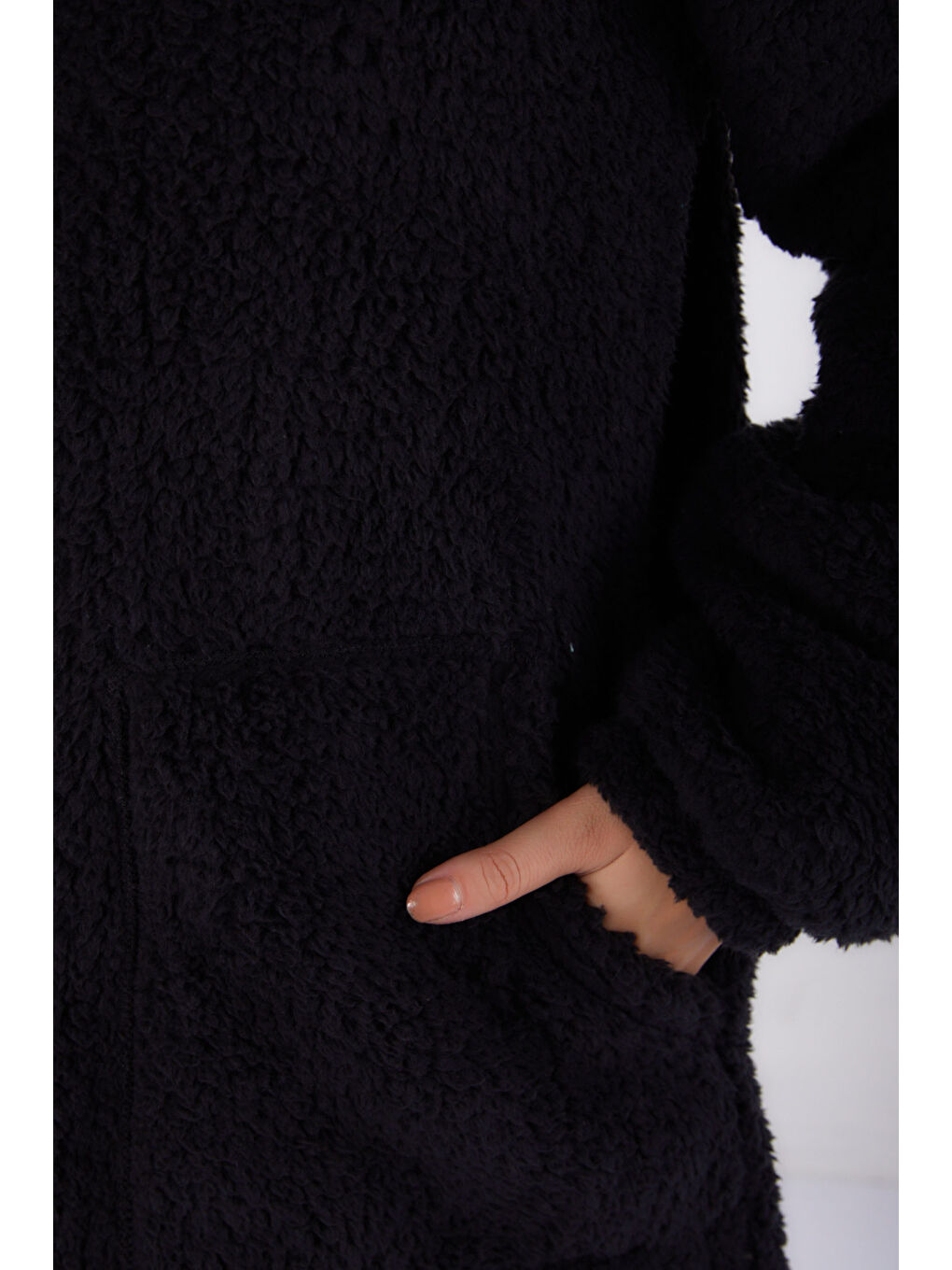 Cepli Pelüş Mont Siyah - 27818-SIYAH-4