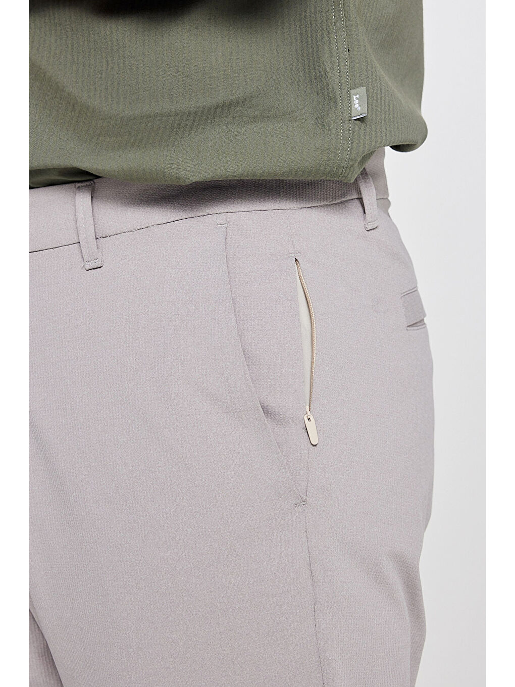 Bej Slim Fit Dar Kesim Normal Bel Cepli Esnek Chino Pantolon-5