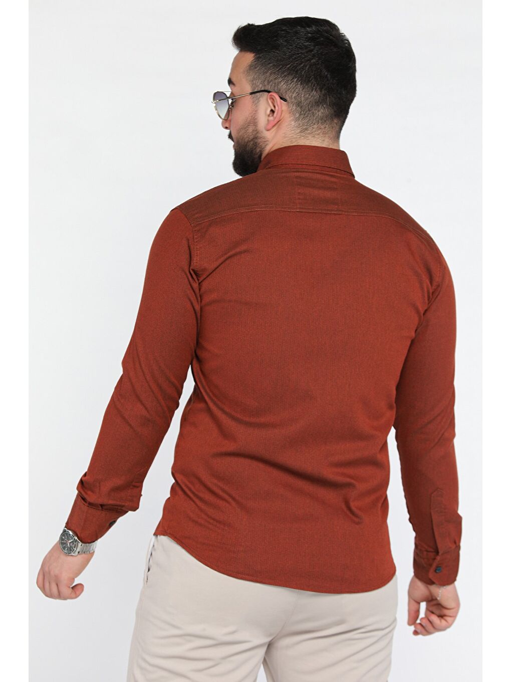 Kahverengi Erkek Çıtçıtlı Gömlek-2