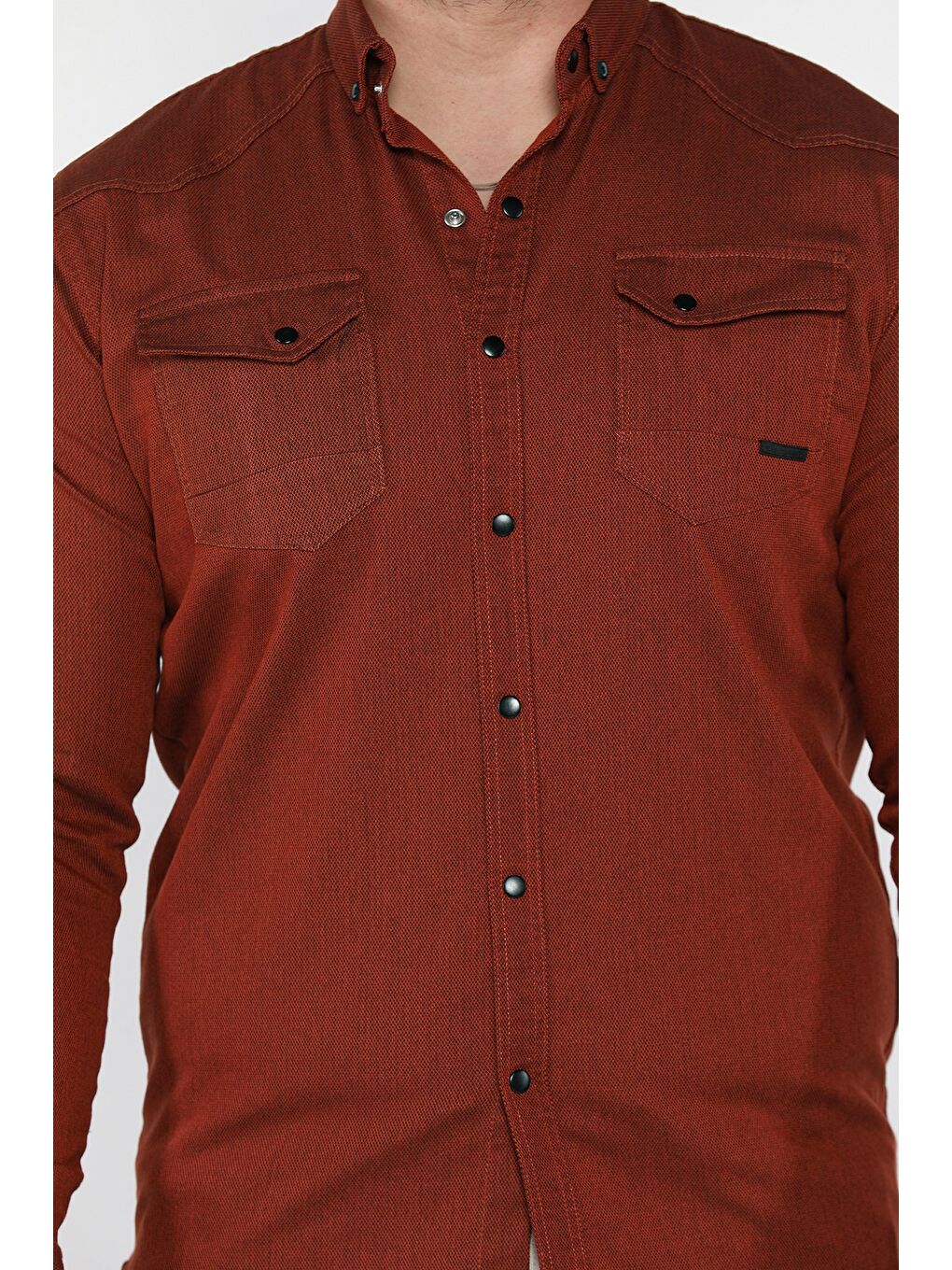 Kahverengi Erkek Çıtçıtlı Gömlek-3