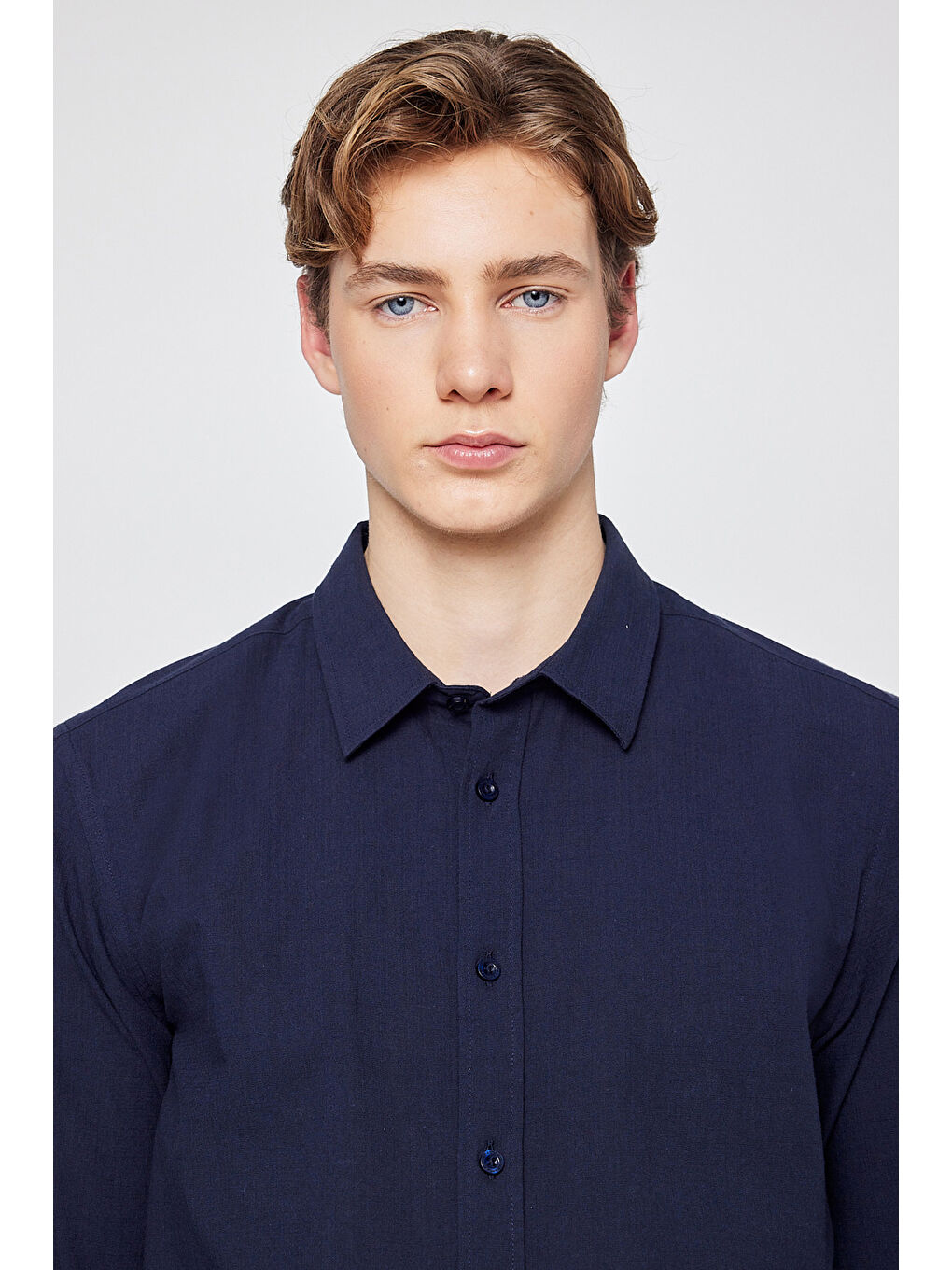 Lacivert %100 Pamuk Regular Fit Normal Kesim Cepli Gömlek-3