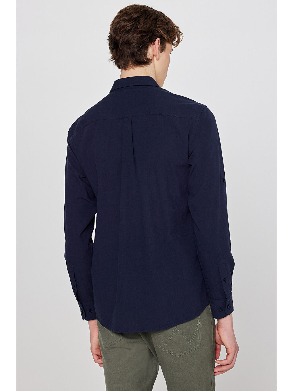 Lacivert %100 Pamuk Regular Fit Normal Kesim Cepli Gömlek-4