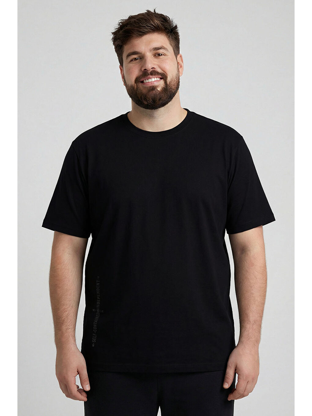 Karışık Baskılı Rahat Form 2li Paket Siyah-Beyaz Büyük Beden Erkek T-Shirt - 88472-1