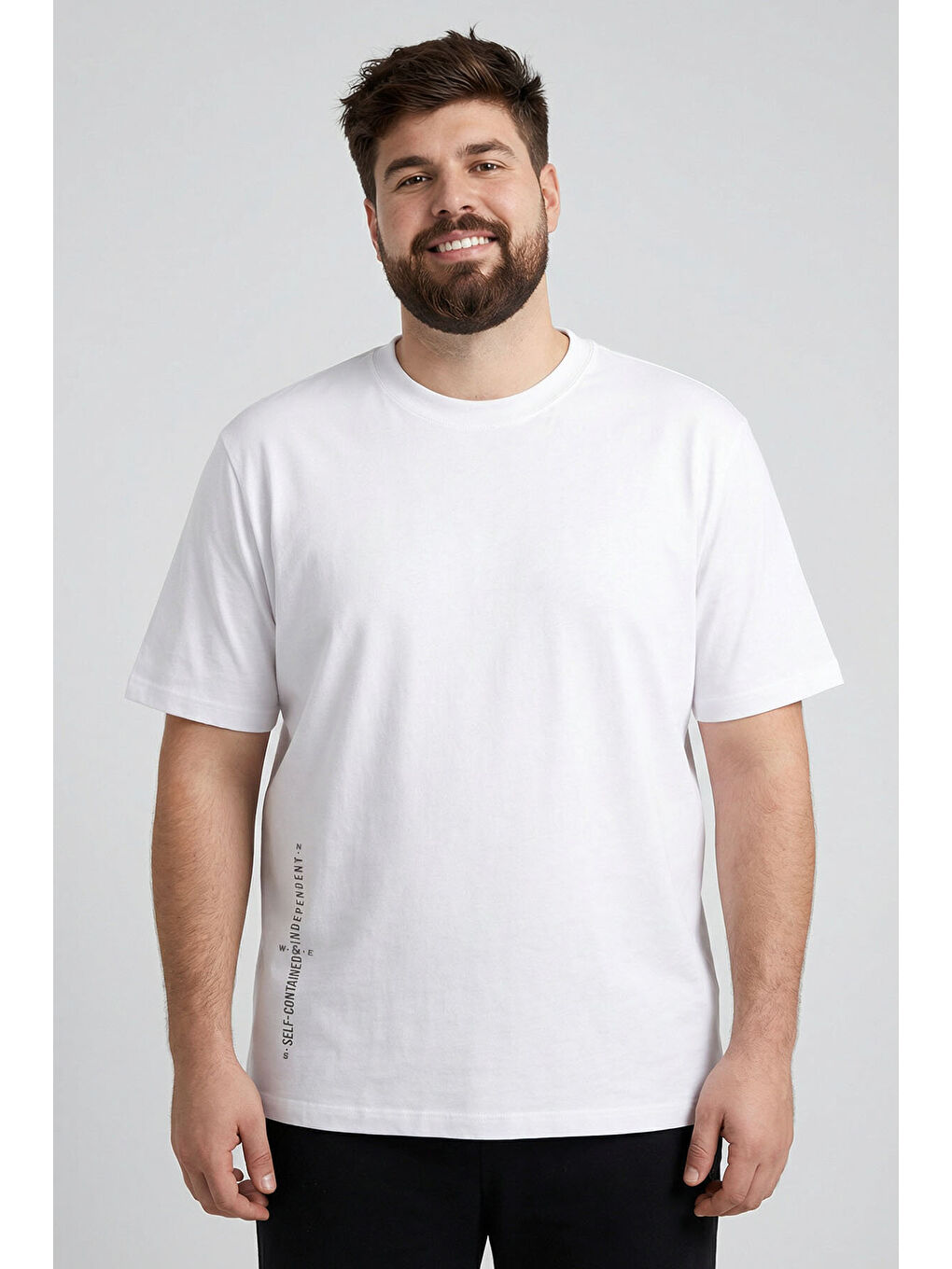 Karışık Baskılı Rahat Form 2li Paket Siyah-Beyaz Büyük Beden Erkek T-Shirt - 88472-2