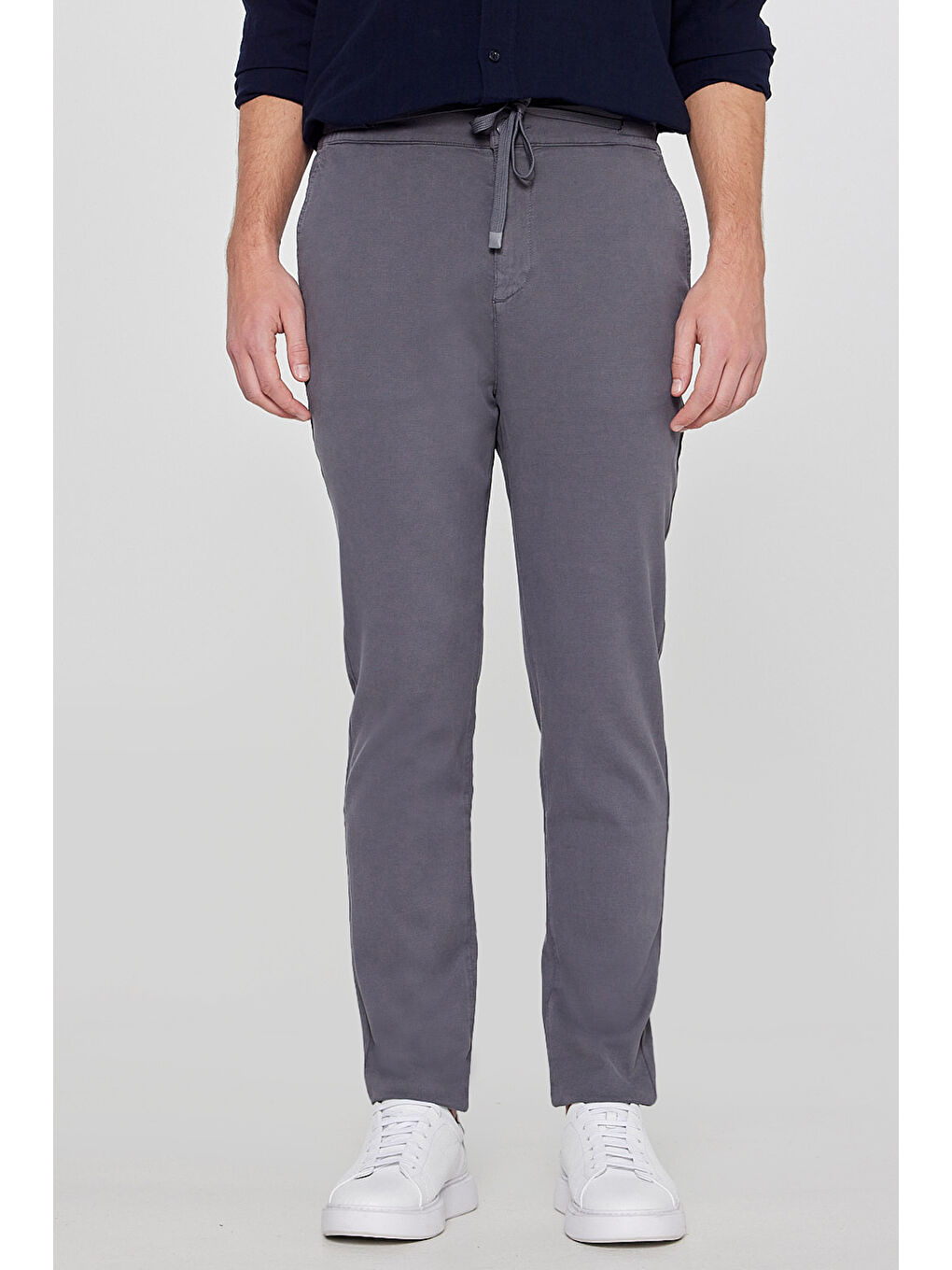 Gri Yumuşak Dokulu Regular Fit Normal Kesim Cepli Pantolon-2