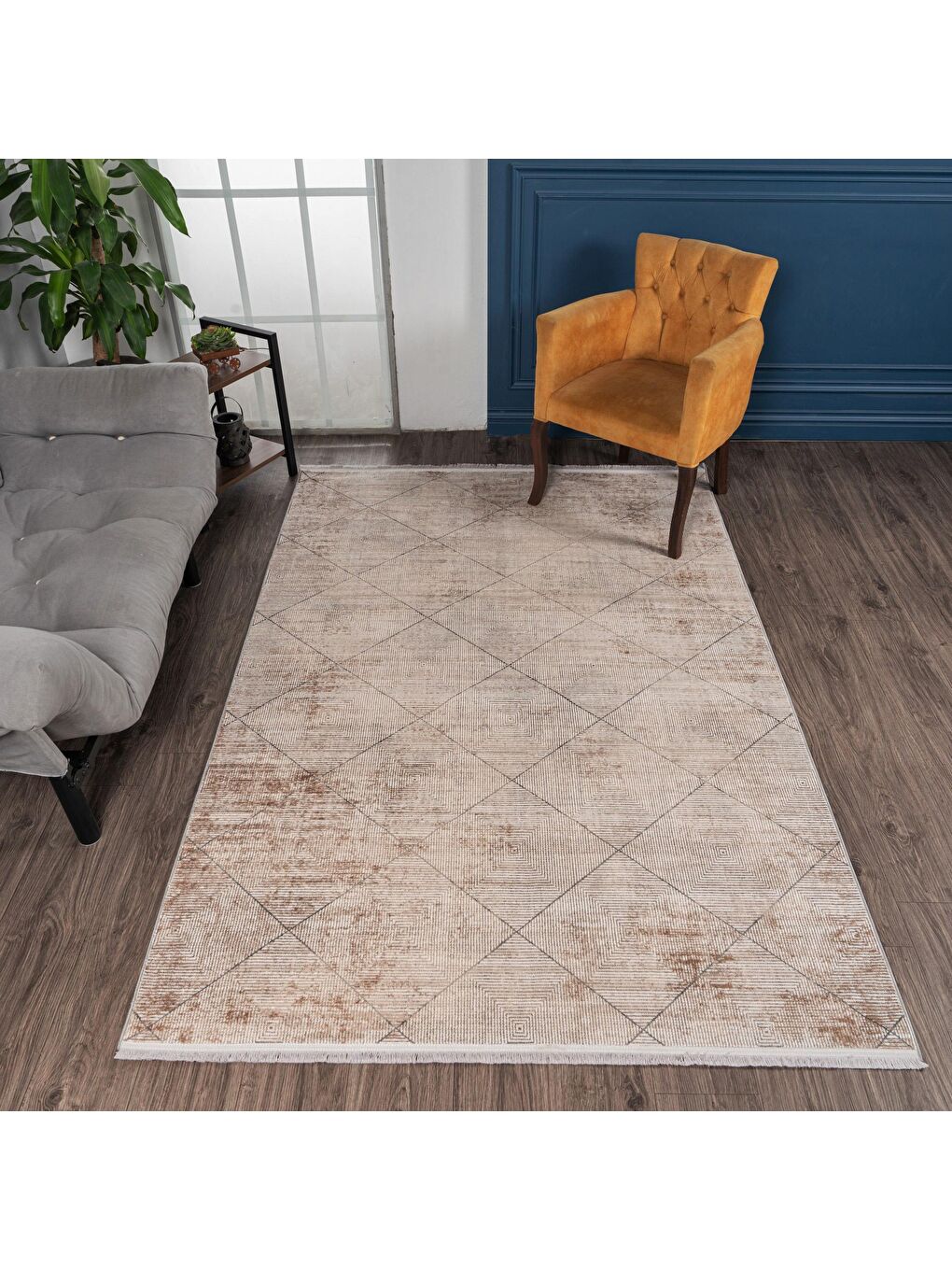 Ekru Granada 6090 Akrilik Modern Dokuma Halı-80x300-2