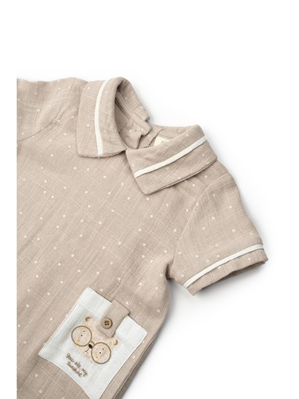 Bej Bebek Kısa Kollu Tulum, %100% pamuk, Bebek ve Yenidoğan Serisi - CSYM7105-3