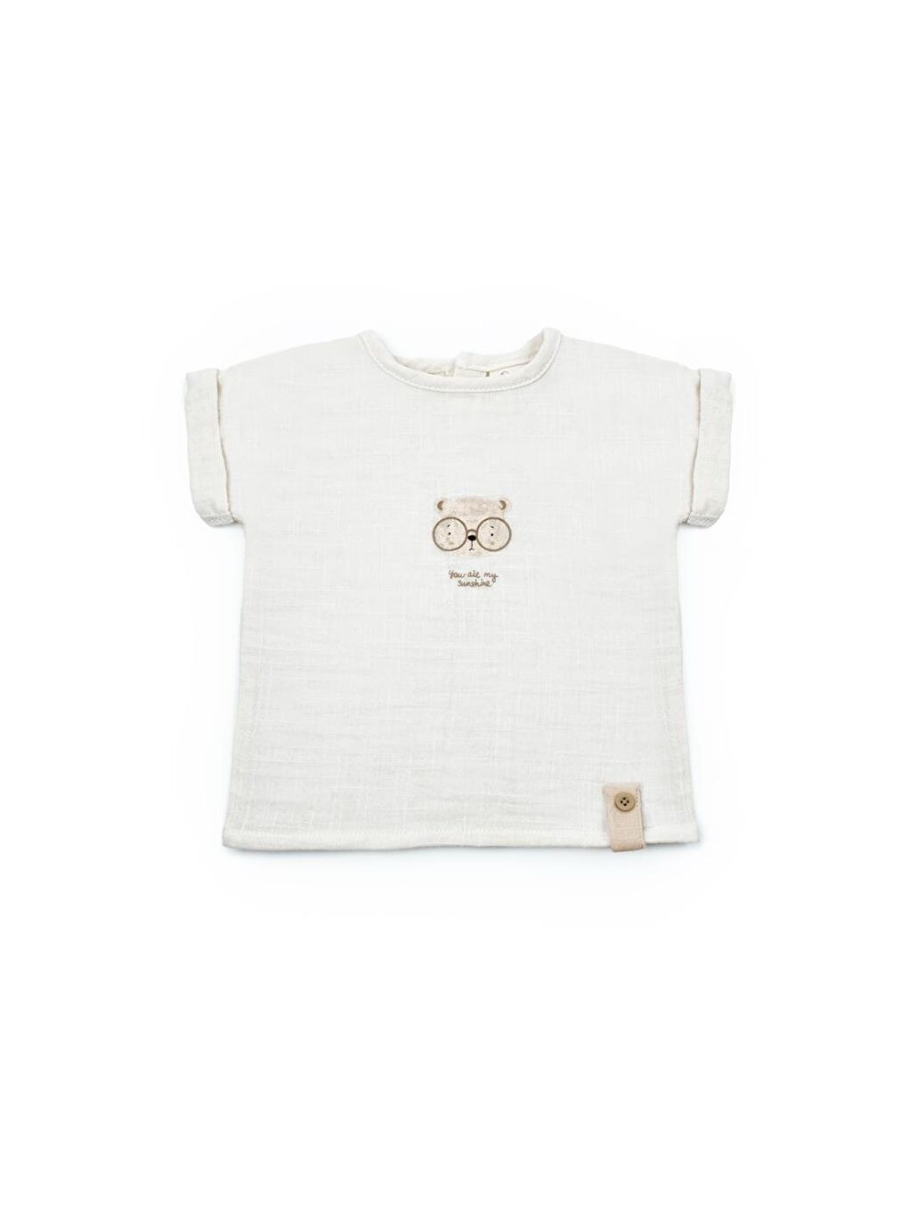 Bej Bebek Kısa Kollu Tişört ve Pantolon Takımı, %100 Pamuk, Bebek ve Yenidoğan Serisi - CSYM7104-2