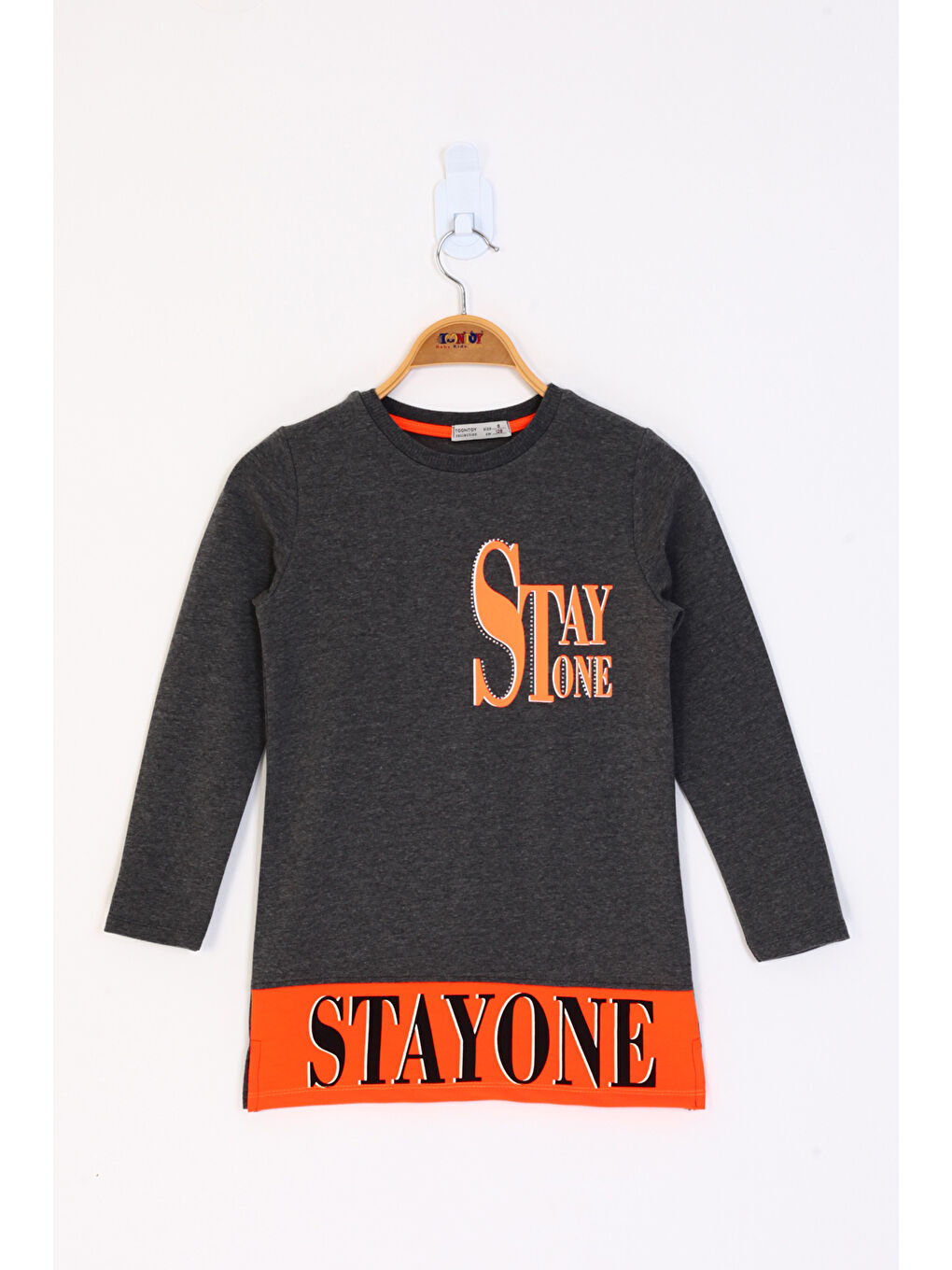 Antrasit Kız Çocuk Stay One Baskılı Tişört