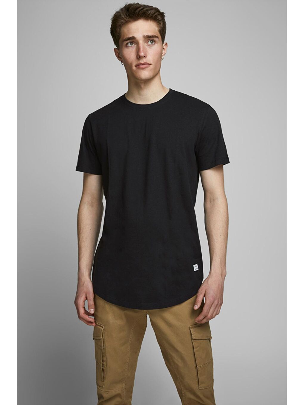 Jack & Jones Siyah Organik Pamuklu Regular Fit Bisiklet Yaka Erkek T Shirt 12113648