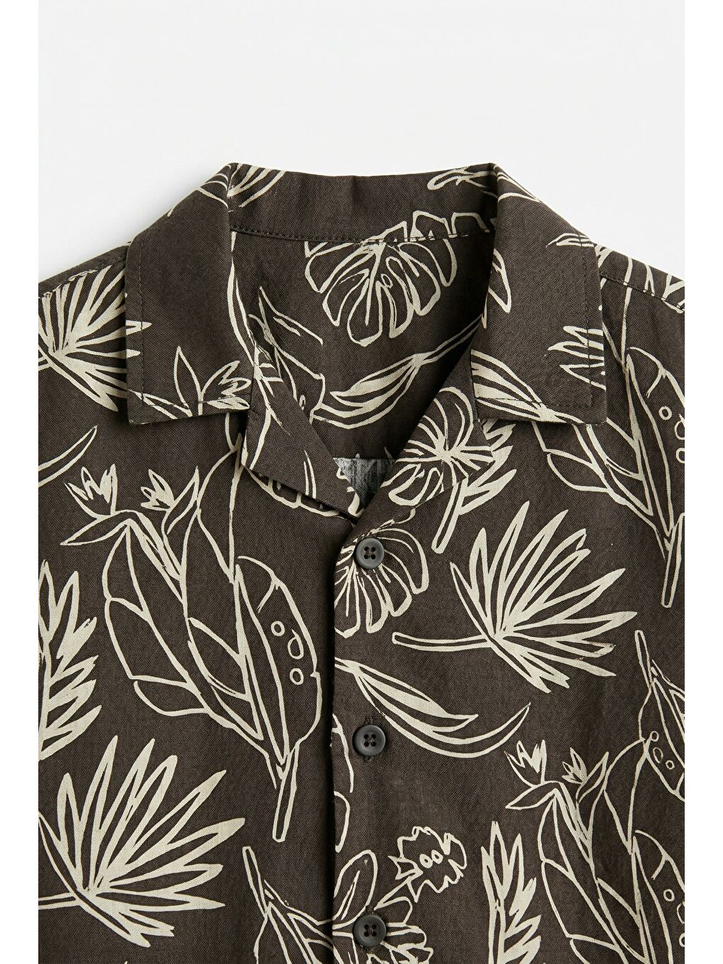 Karışık Erkek Çocuk Pamuklu Siyah Tropikal Desenli Gömlek Ve Şort Takım-2