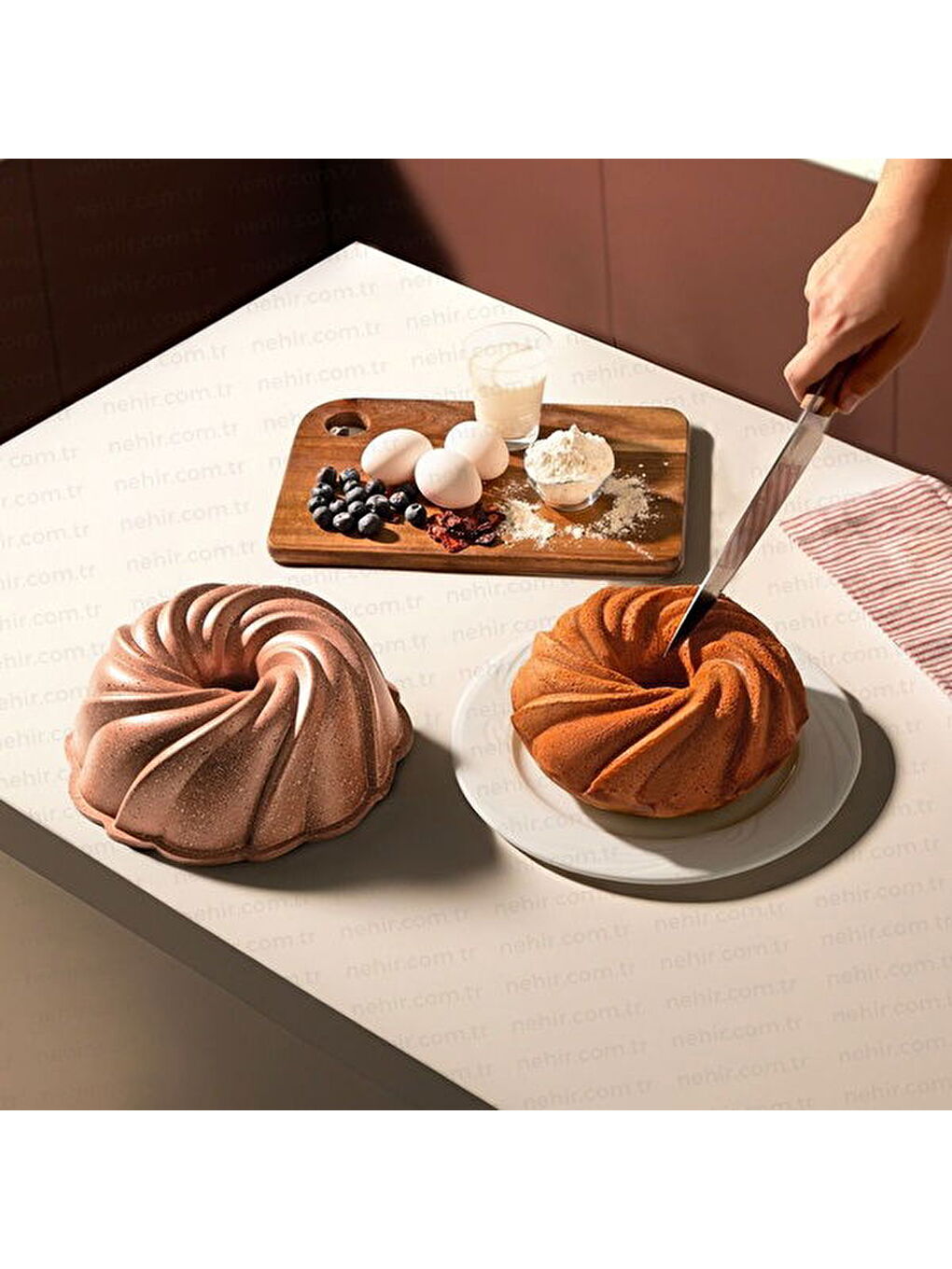 Pembe Buket Döküm Kek Kalıbı - Rose Gold - 9x24 cm-2