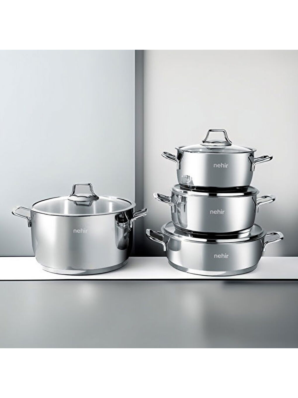 Silver Klasik 8 Parça Çelik Tencere Seti - Gri-3