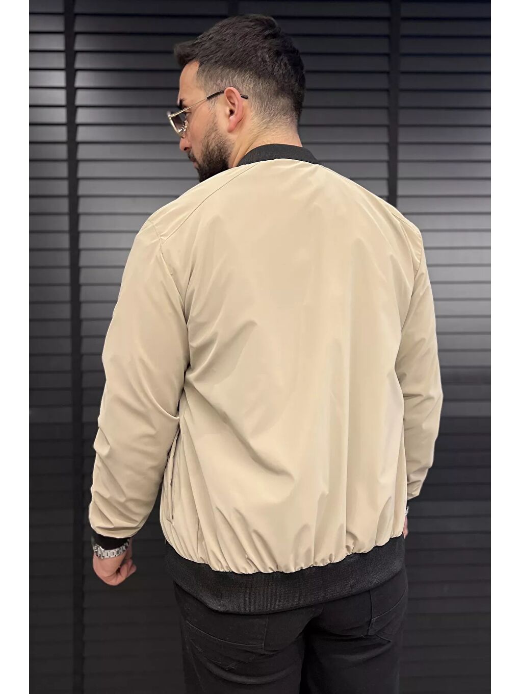 Bej Erkek Çift Cepli Astarlı Mevsimlik Mont-2