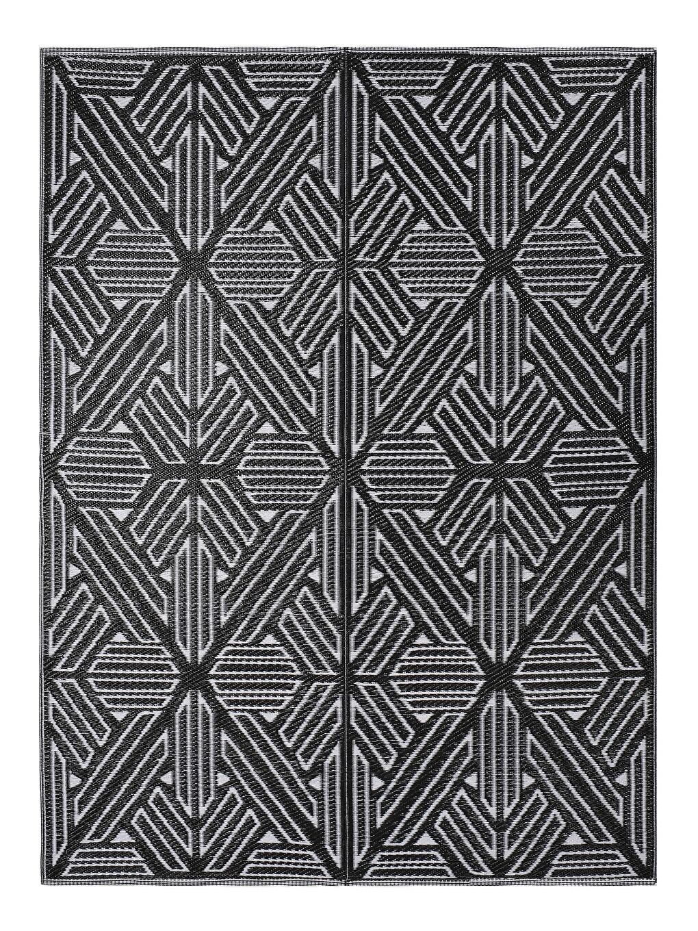 Siyah Savana 8814 Plaj Kamp Piknik Bahçe Halısı Balkon Teras Hasır Mat Savan Halı-150x210-1