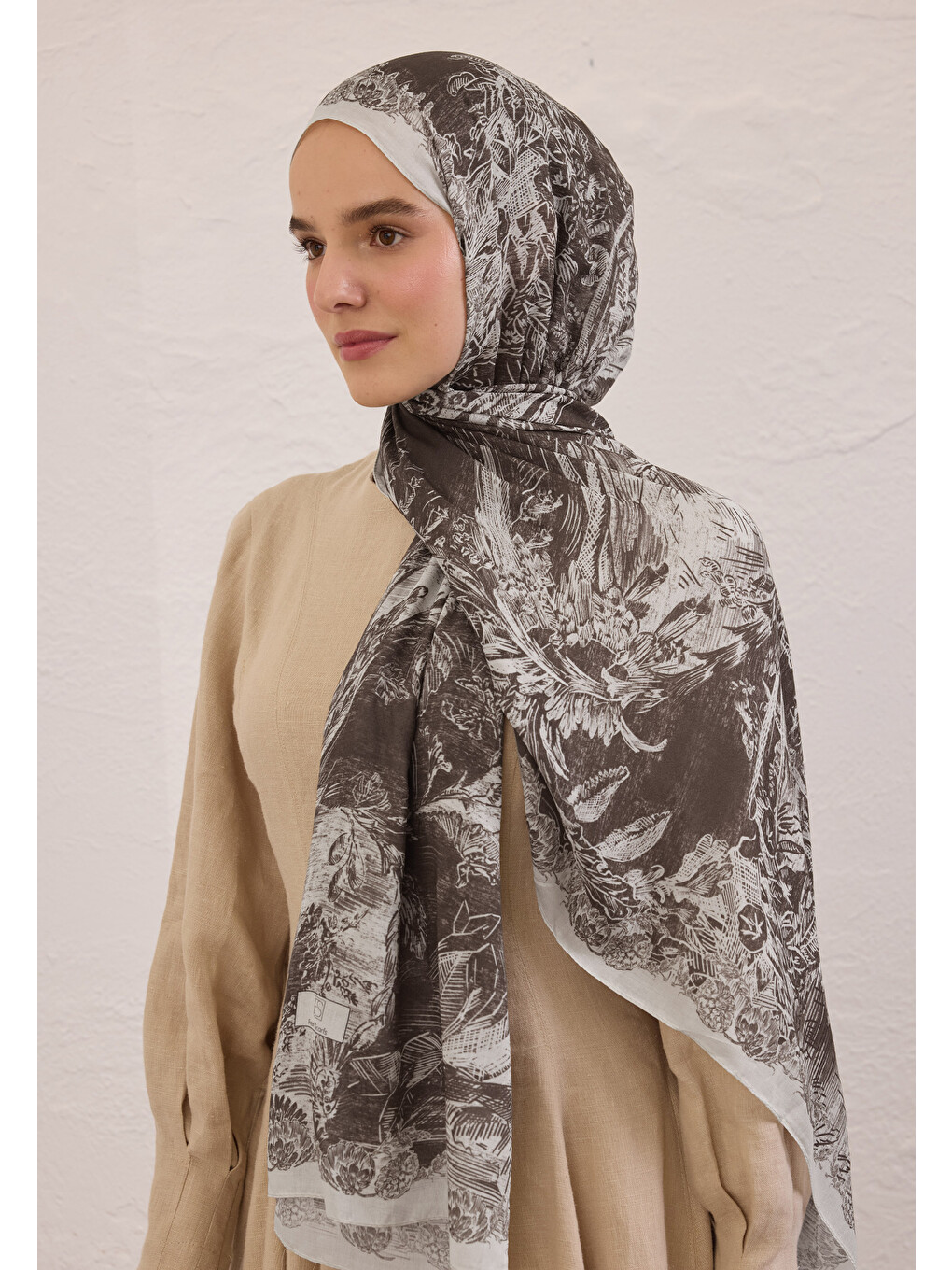 Kahverengi Secret Elegance Desen Rami Şal Bitter-1