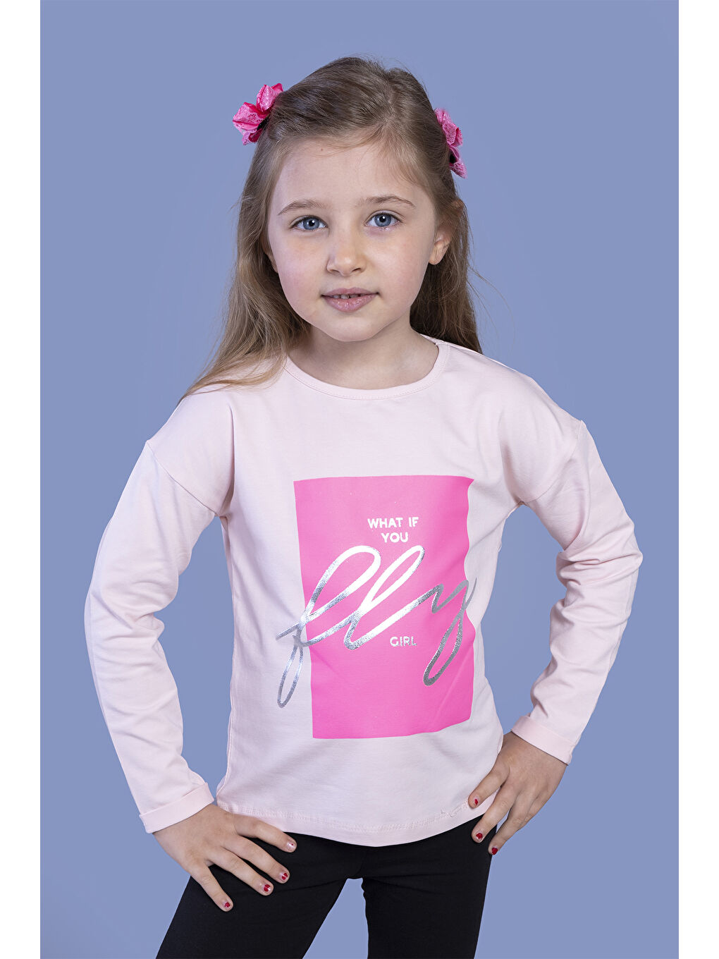 Pembe Kız Çocuk Baskılı Tişört