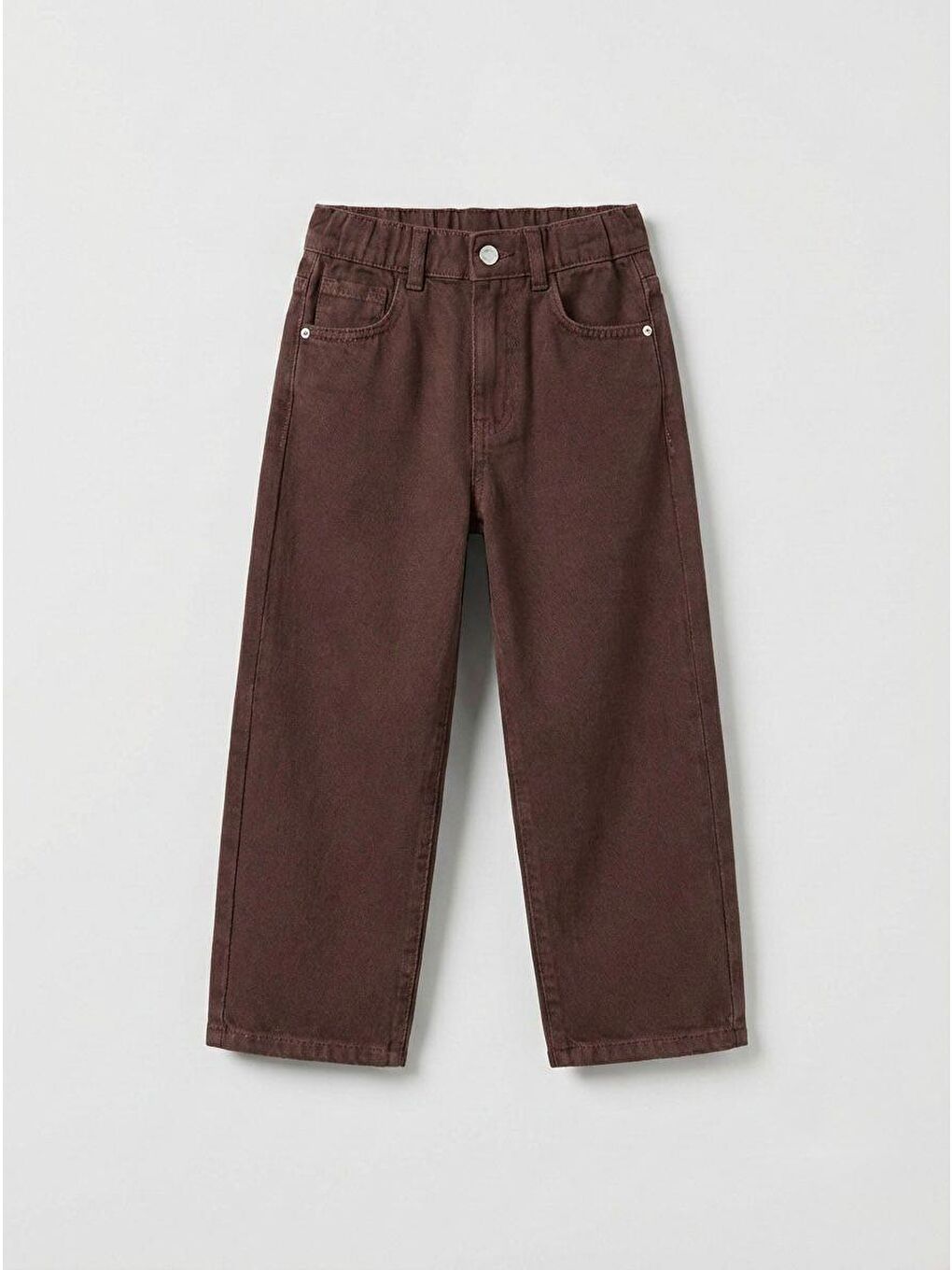 Erkek Çocuk Pamuklu Kahverengi Yelek Pantolon Takım - Düğmeli Cepli Set-2