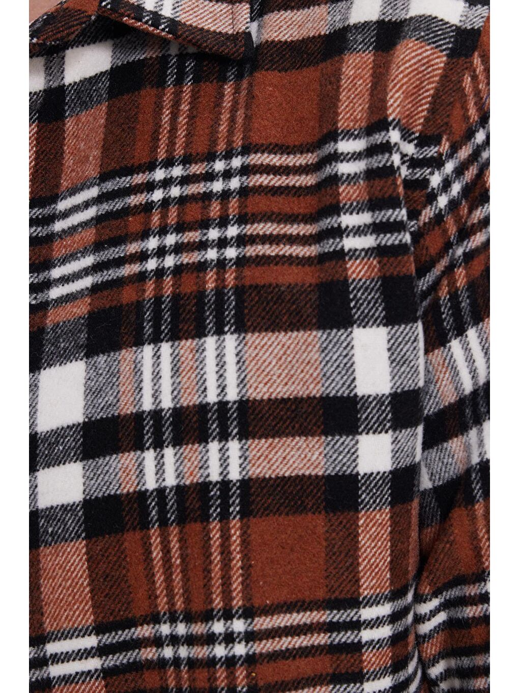 Kahverengi Erkek Slim Fit Dar Kesim Kareli Kışlık Oduncu Gömlek-4