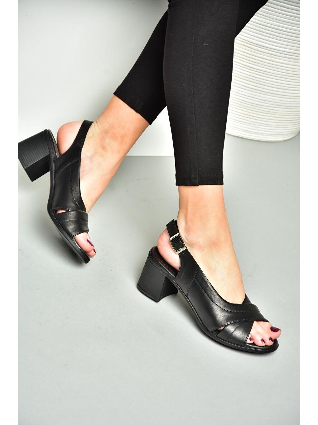 P5554522 Siyah Kadın Topuklu Sandalet-5