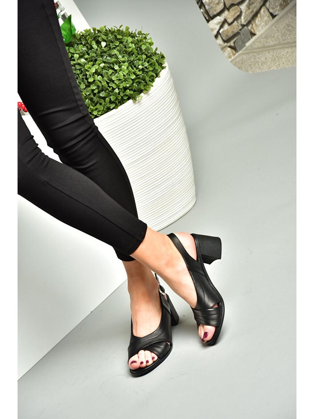 P5554522 Siyah Kadın Topuklu Sandalet-6