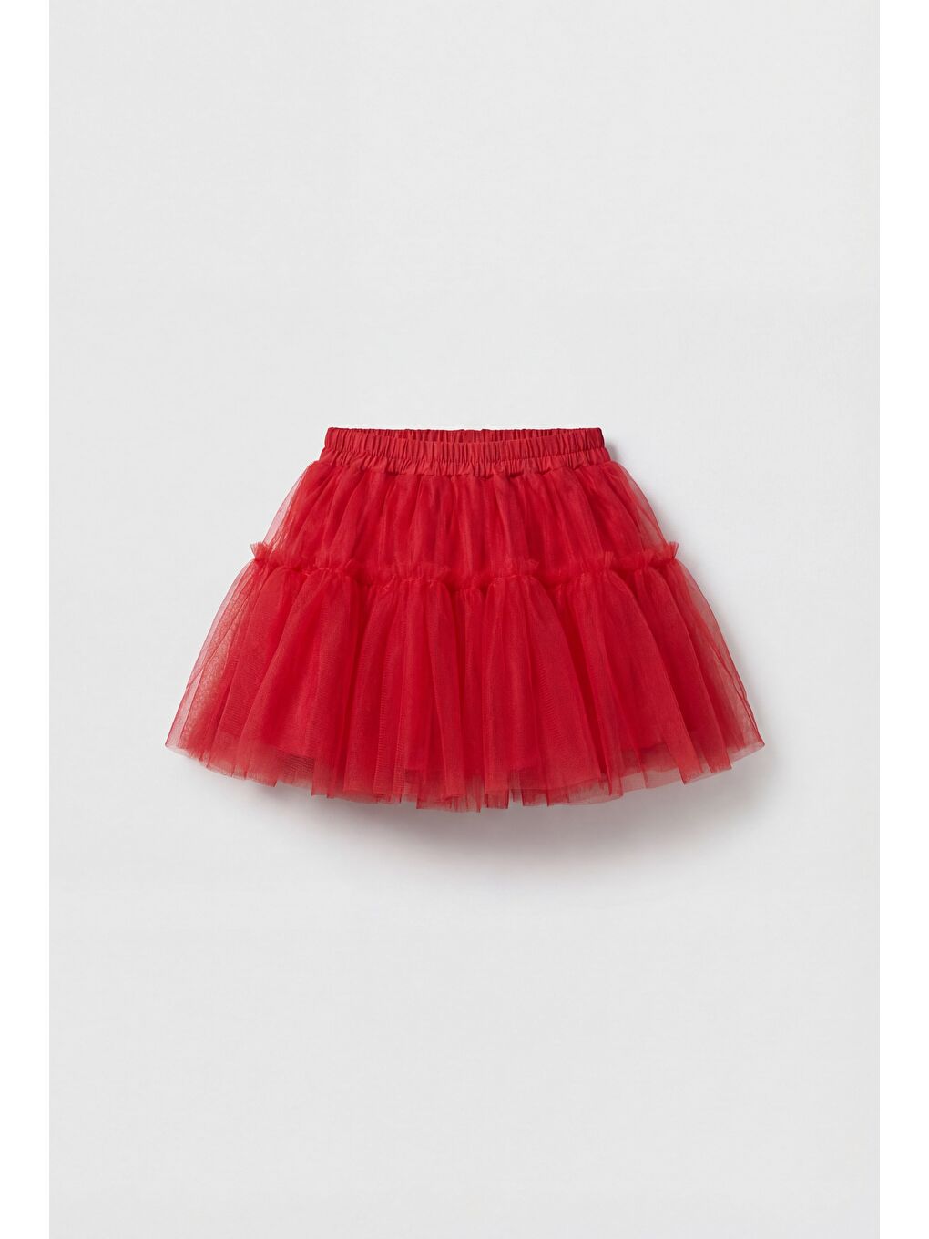 Kız Çocuk Pamuklu Beyaz Kalp Nakışlı Gömlek Ve Kırmızı Tül Etek Takım-2