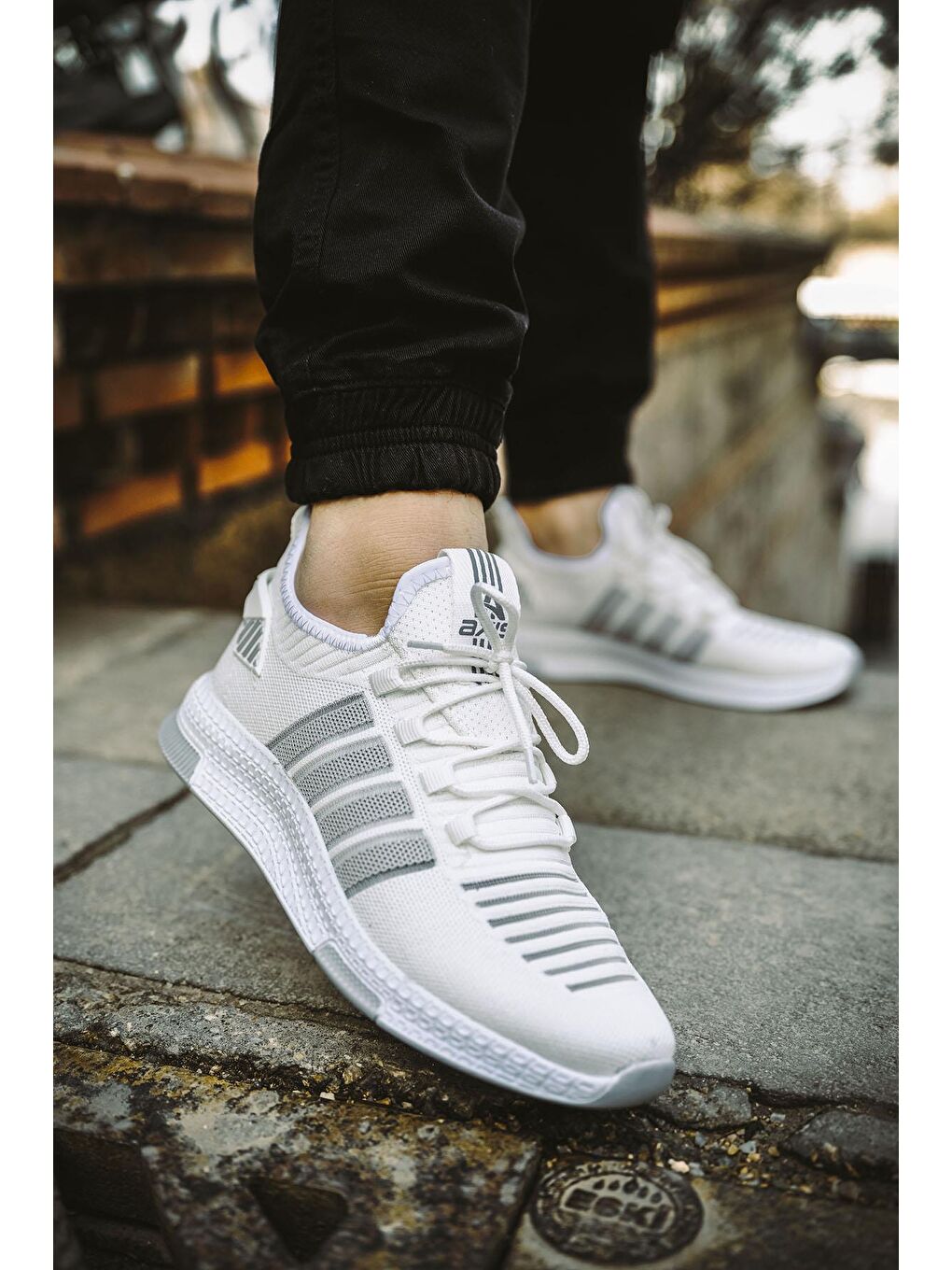 Beyaz Ald Şerit Detaylı Kalın Taban Erkek Sneaker-2