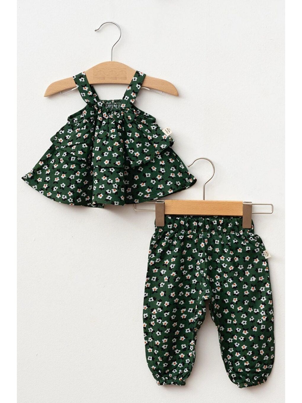 Yeşil Kız Bebek Margarita Askılı Yazlık 2'Li Takım