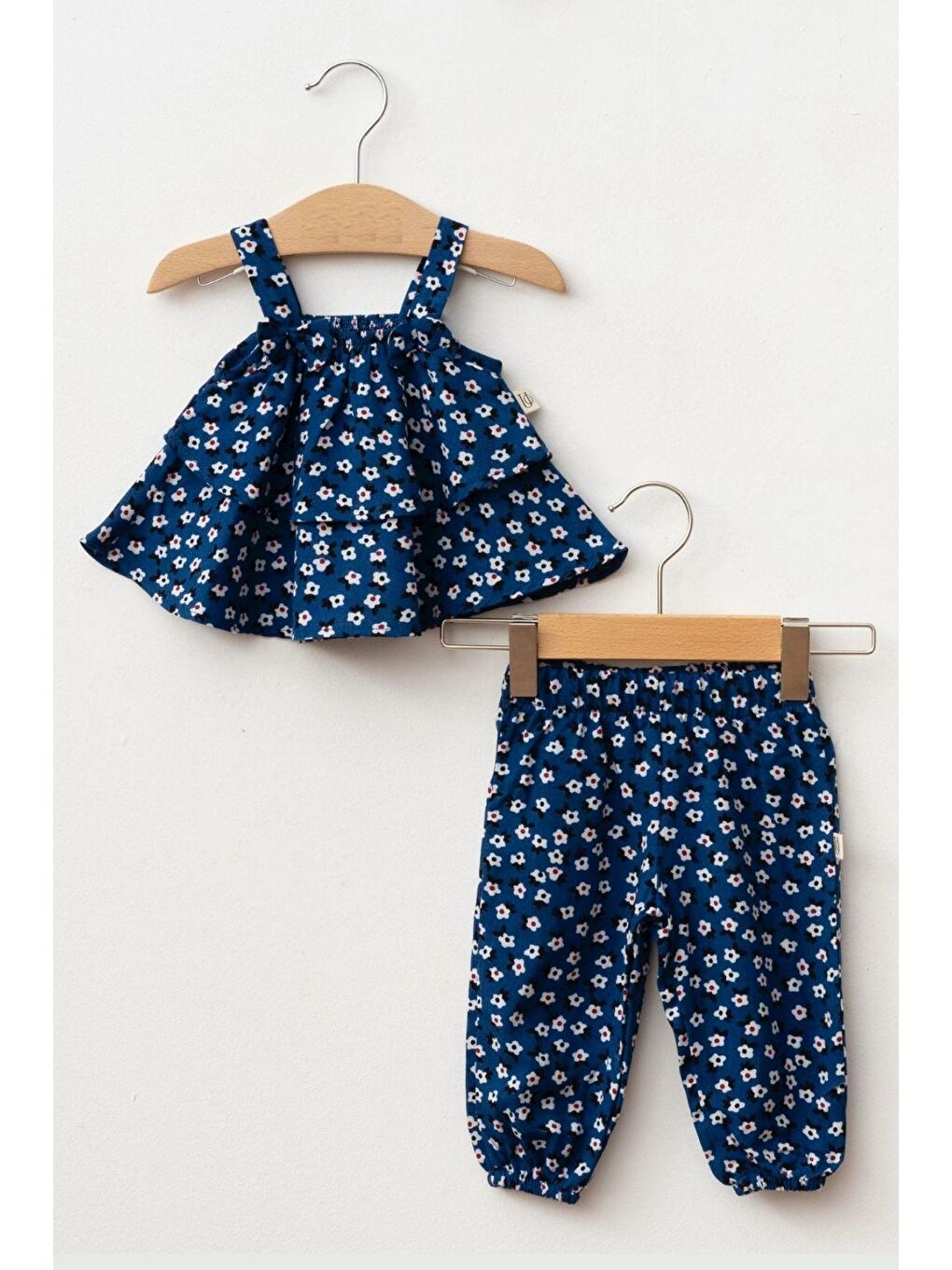 Lacivert Kız Bebek Margarita Askılı Yazlık 2'Li Takım