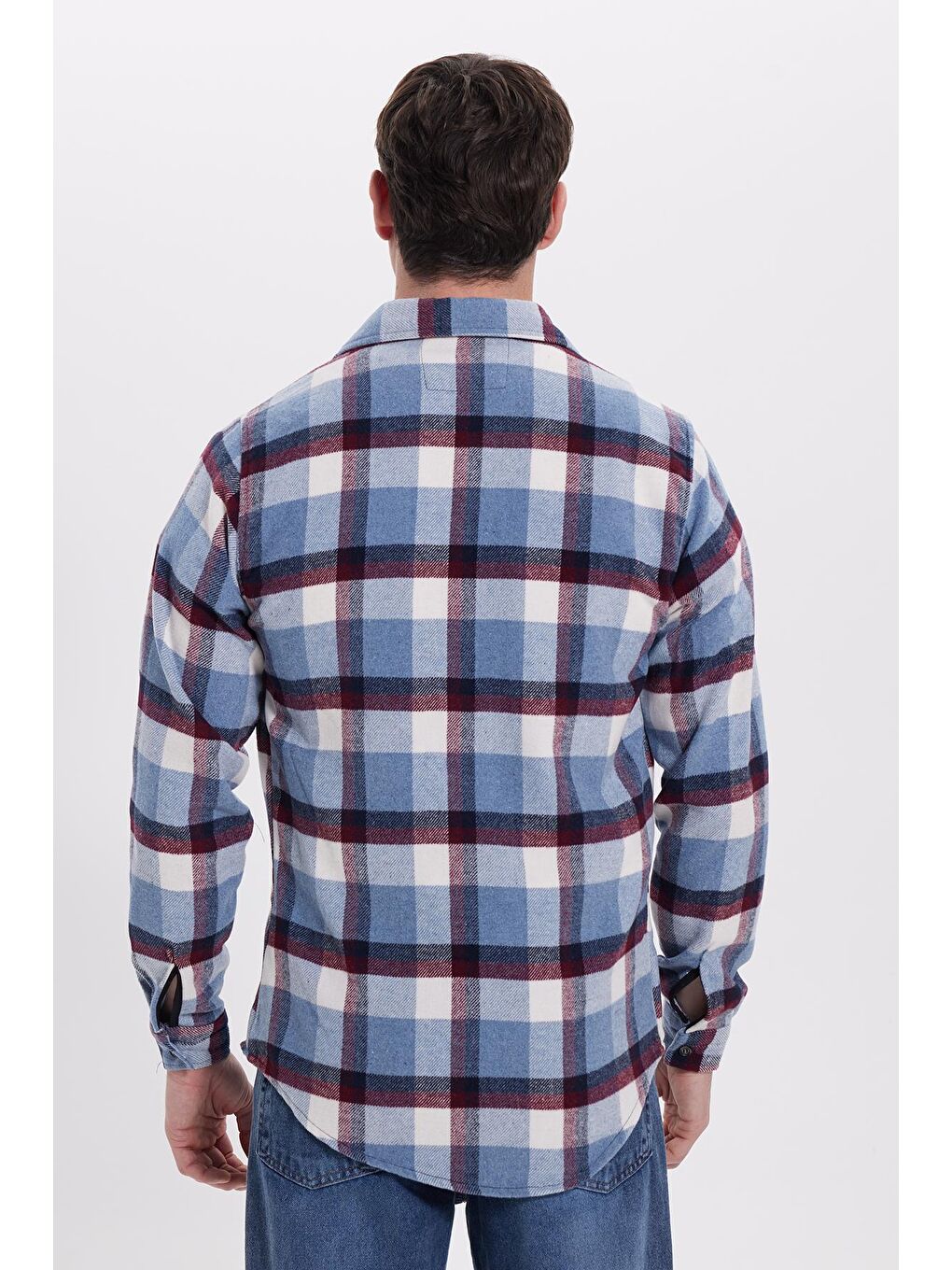 Mavi Erkek Slim Fit Dar Kesim Kareli Kışlık Oduncu Gömlek-5