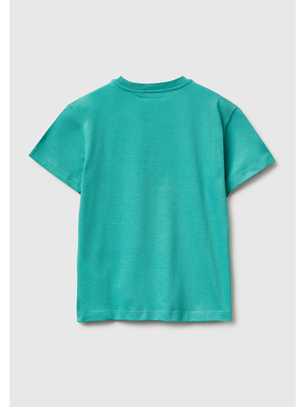 Erkek Çocuk Mavi-yeşil Önü Logo Baskılı Bisiklet Yaka T-Shirt-1