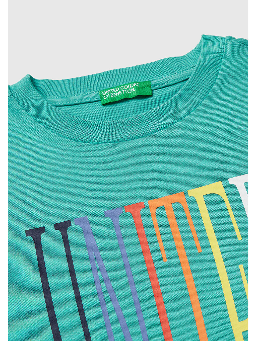 Erkek Çocuk Mavi-yeşil Önü Logo Baskılı Bisiklet Yaka T-Shirt-2