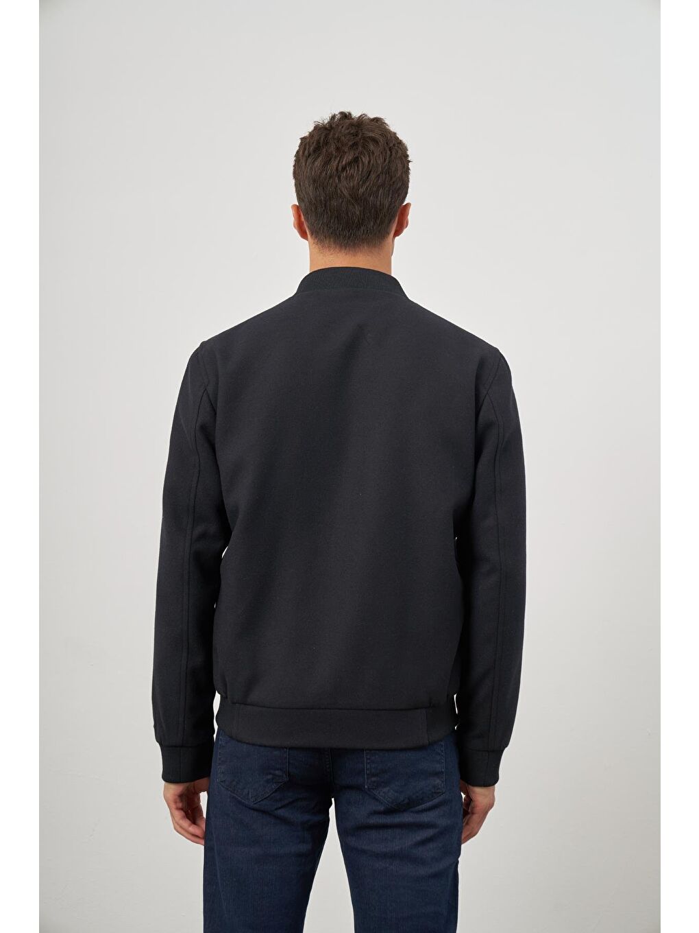 Koyu Lacivert Kaşe Kolej Yaka Düz Yırtmaçsız Tam Astar Comfort Fit Classic Mont 1007245159-6