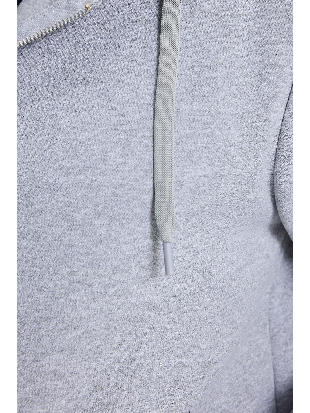 Unisex Relax Fit Rahat Kesim Pamuklu İçi Polarlı Çift Cepli Tam Fermuarlı Gri Kapüşonlu Sweatshirt-6