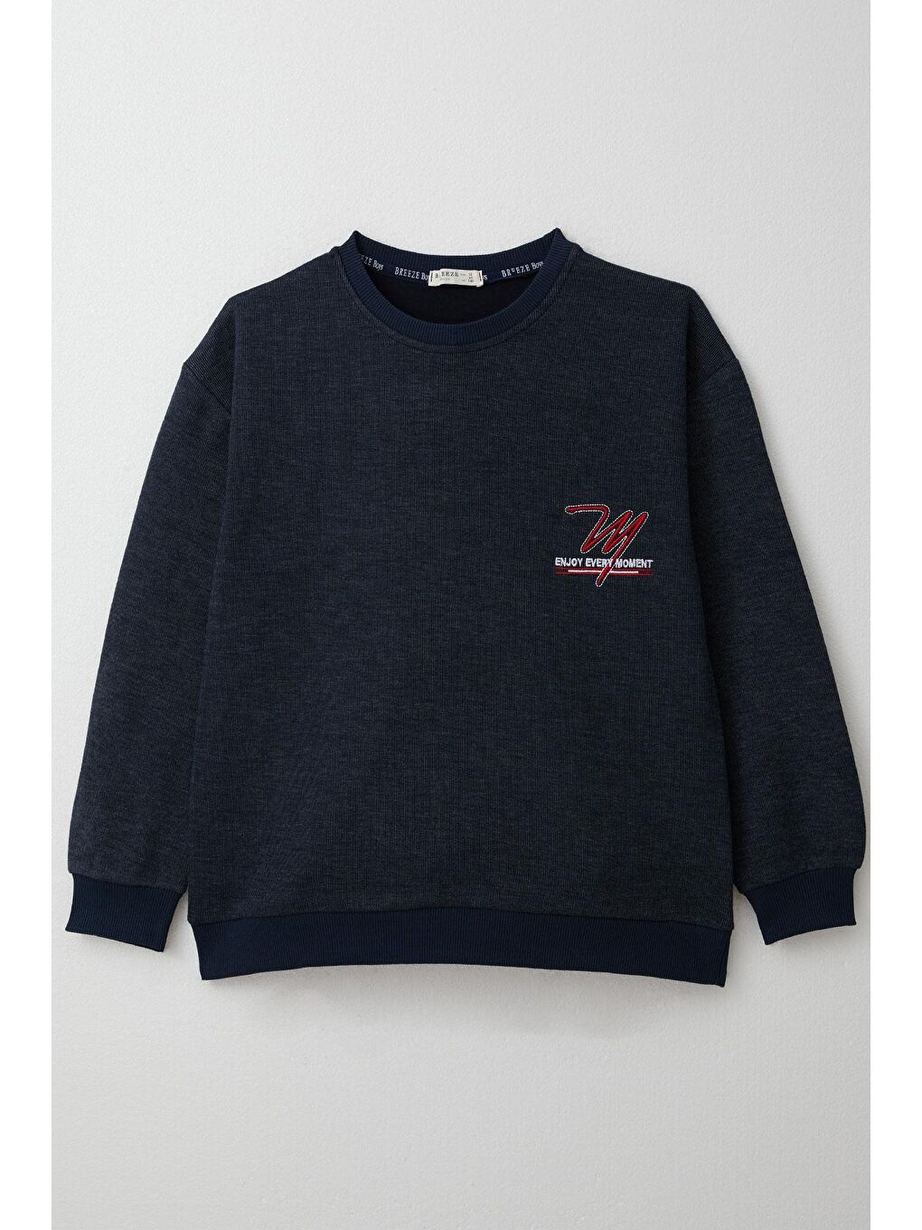 Breeze Erkek Çocuk Sweatshirt Yazı Nakışlı Lacivert Melanj (9-14 Yaş)