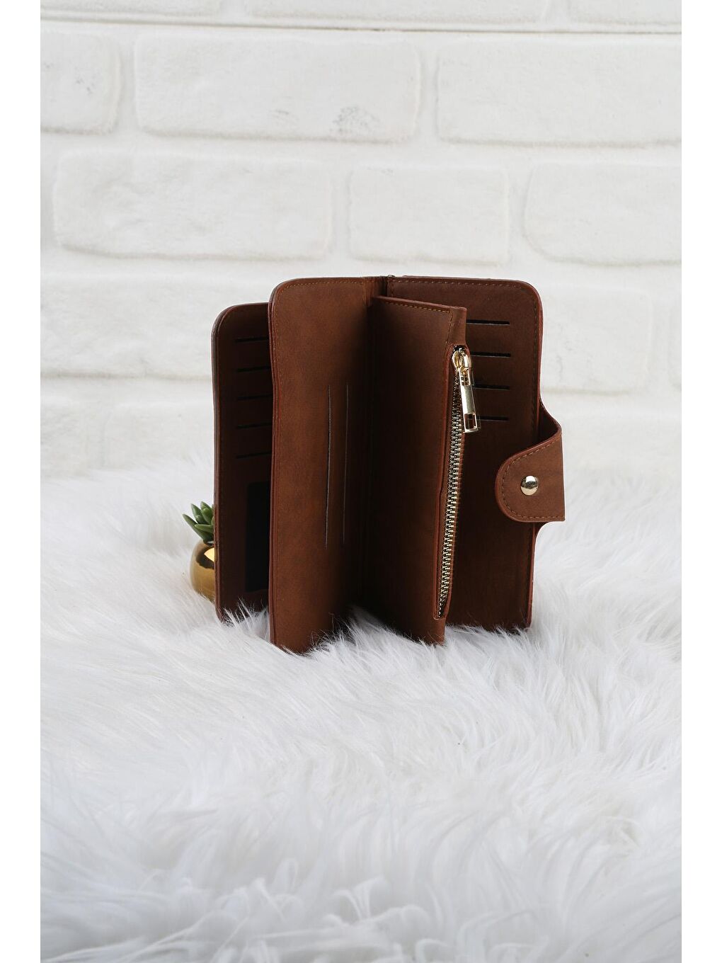 Kahverengi Baskılı Cüzdan/Para Çantası-1
