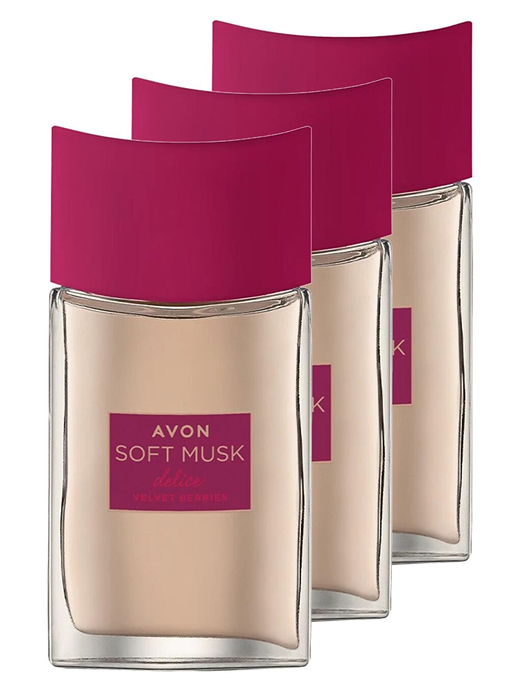 AVON Renksiz Soft Musk Delice Velvet Berries Kadın Parfüm Edt 50 Ml. Üçlü Set