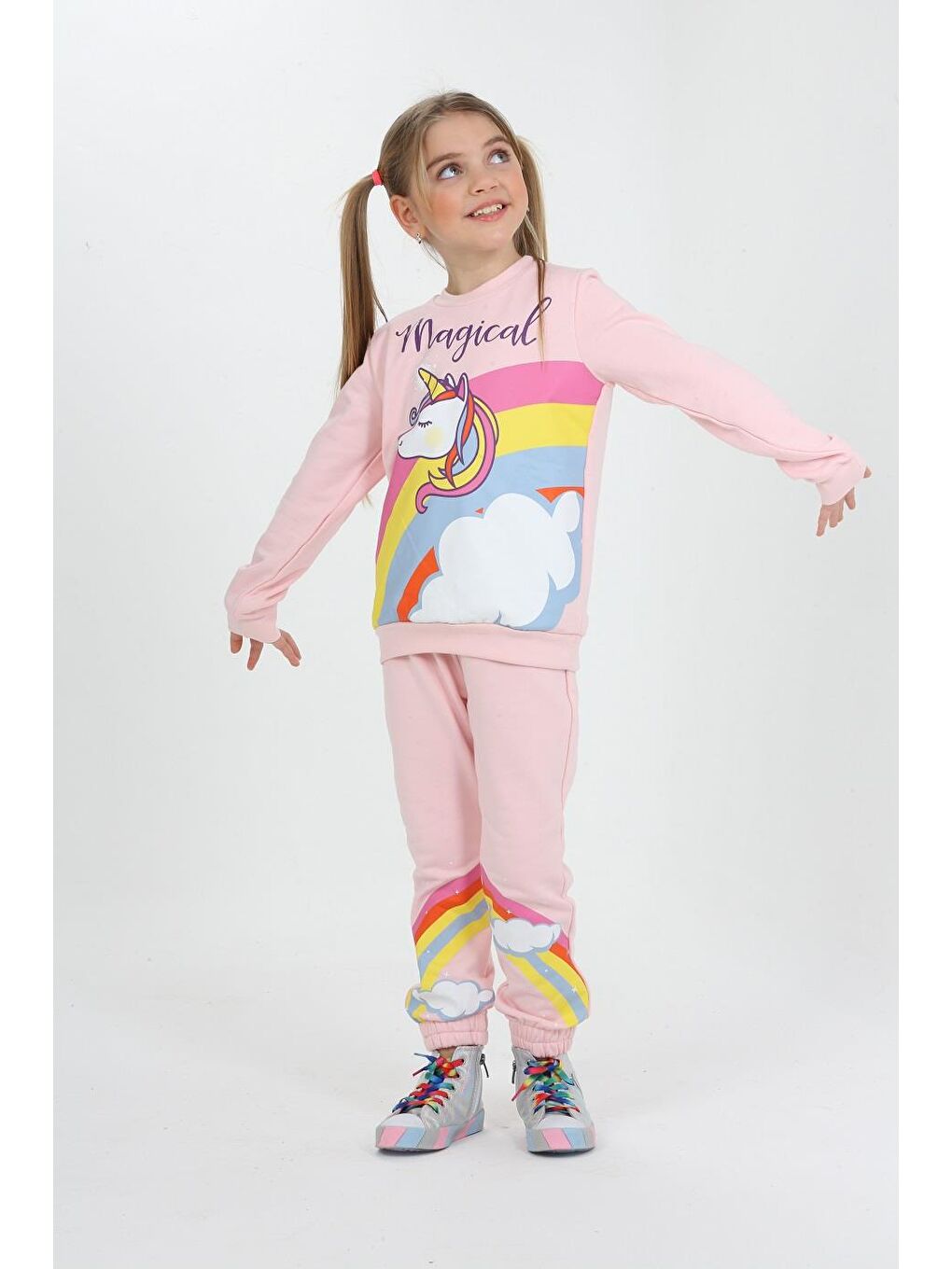 LupiaKids Pembe Magical Unicorn Pembe Kız Çocuk Alt-Üst Takım LP-23WIN-046 - 2