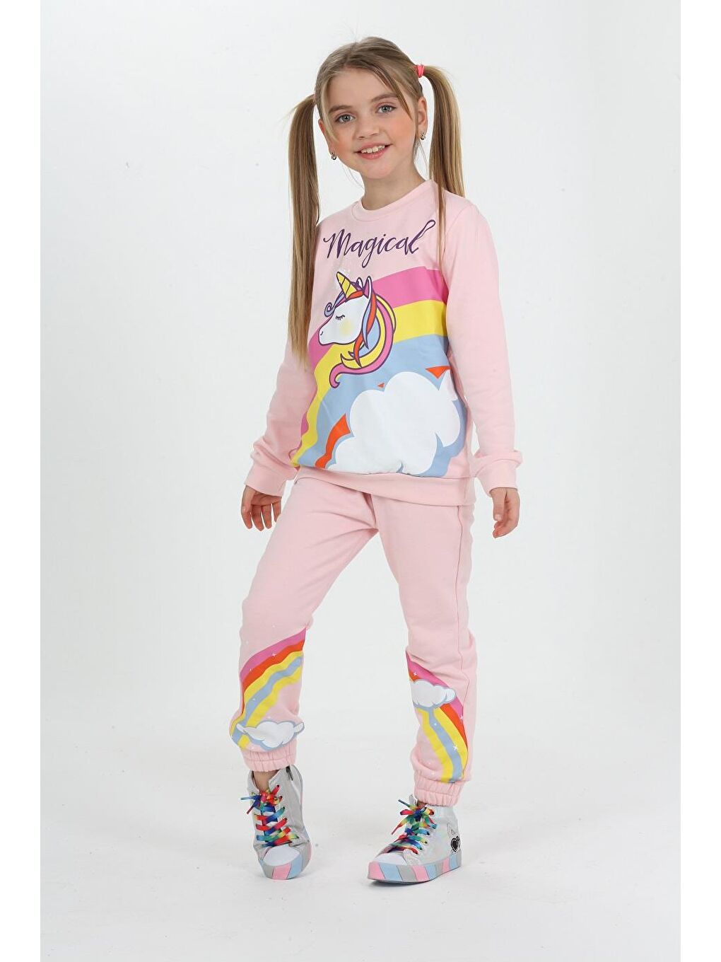 LupiaKids Pembe Magical Unicorn Pembe Kız Çocuk Alt-Üst Takım LP-23WIN-046 - 3