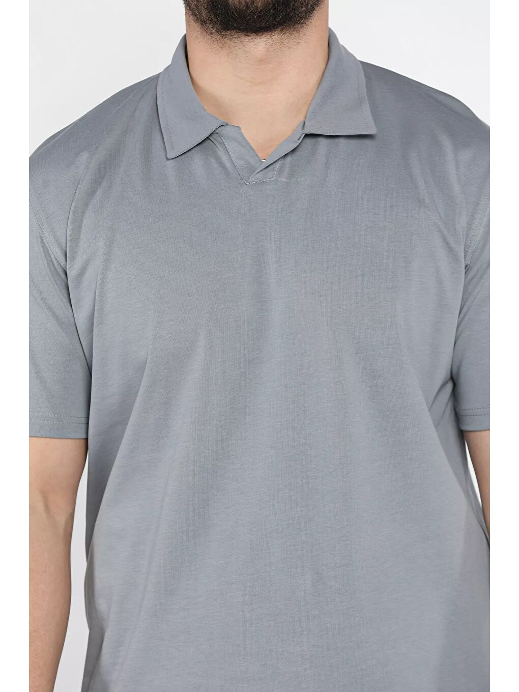 Gri Polo Yaka Erkek Tişört-3