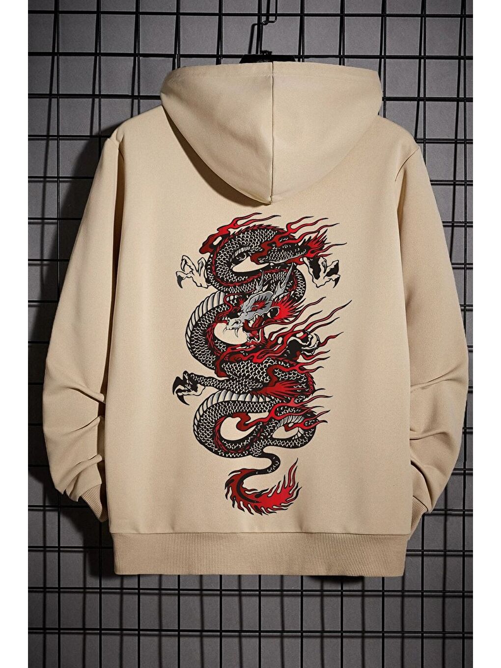 uyguntarz Bej Chinesebox Kapüşonlu Hoodie - 1