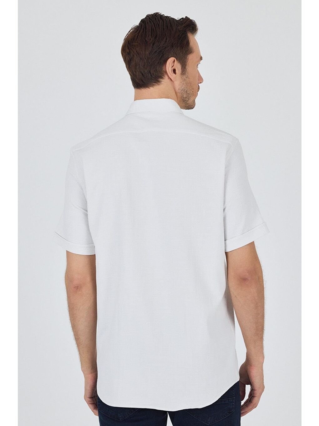 Kahverengi Açık Krem Biritli Yaka Düz Casual Pamuklu Comfort Fit Gömlek 1004250221-4