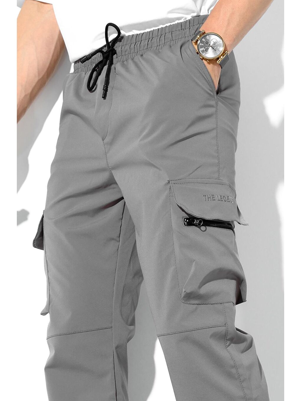 Antrasit Slim Fit Kort Paraşüt Kargo Cepli Outdoor  Eşofman Alt-1