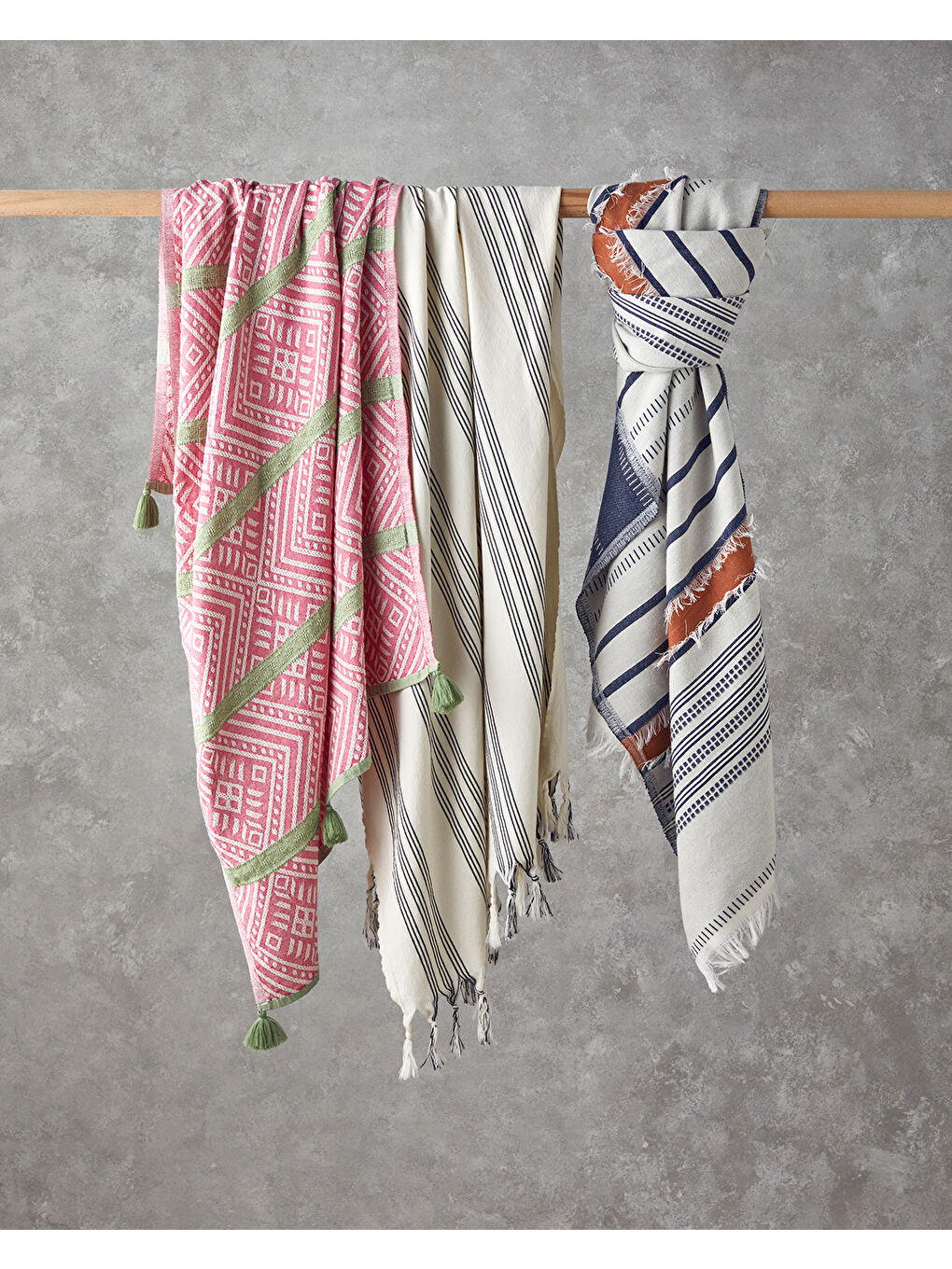 Modern Line Pamuklu Peştamal 90x150 cm Açık Bej-Kiremit-3