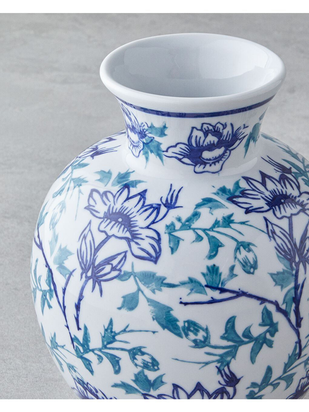 Blue Blanc Porselen Vazo 18,5 cm Mavi-Beyaz-1