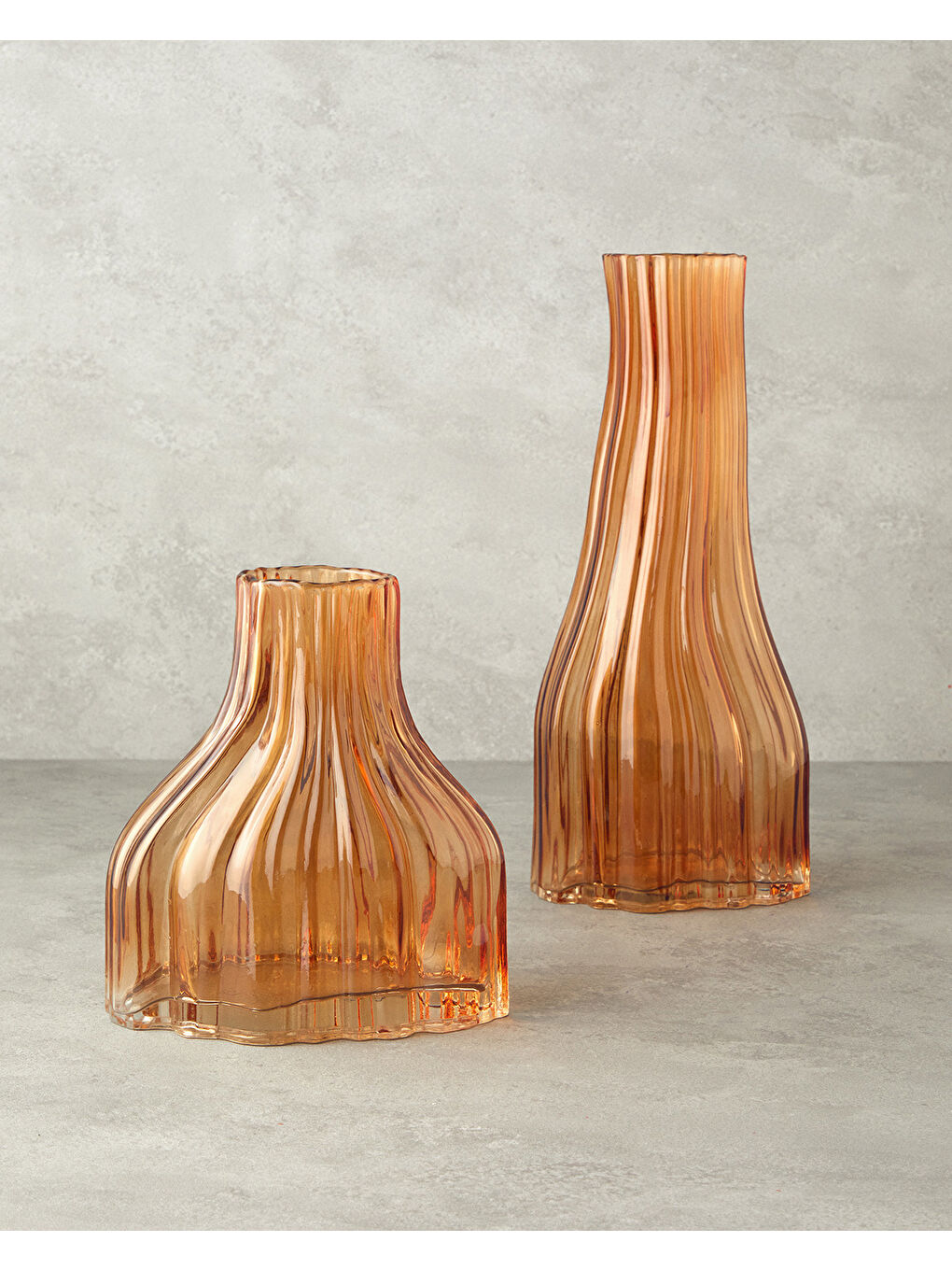 Sarı Oliva Cam Vazo Amber-3