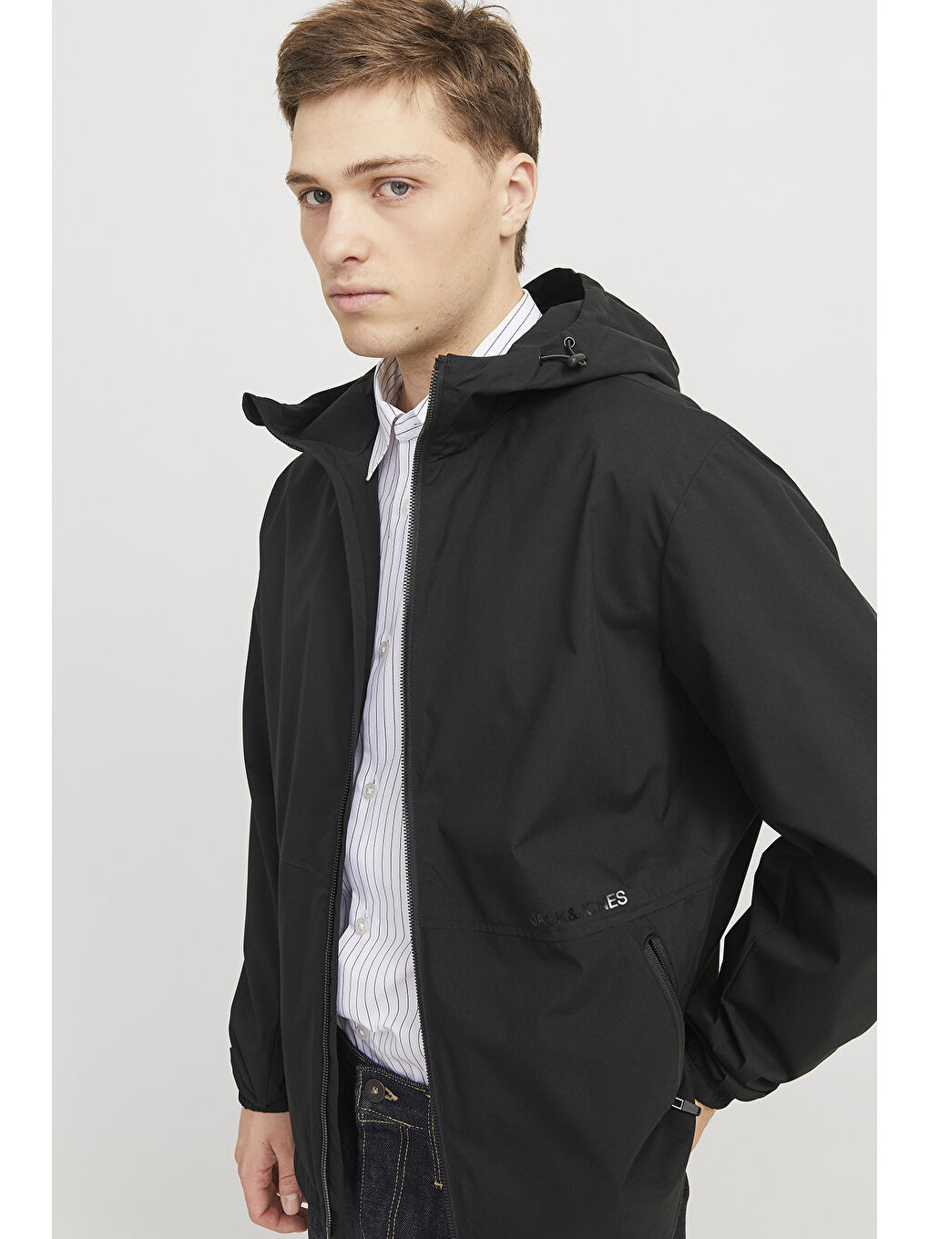 Siyah Essentials Jjeurban Regular Fit Kapüşonlu Mevsimlik Ceket 12268606-2