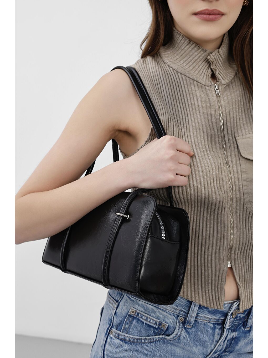 Hansal Metal Detaylı Baget Çanta Siyah-2